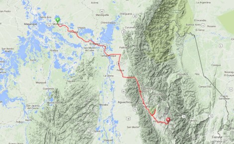 Mompos to El Tarra Route