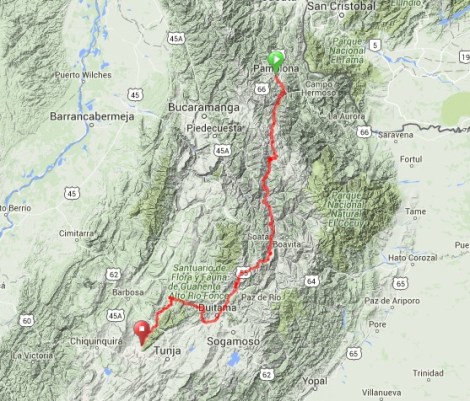 Pamplona to Villa de Leyva Route