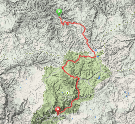 Map - Antabamba to Cotahuasi