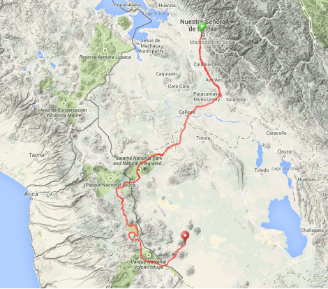 Map - La Paz to Sabaya