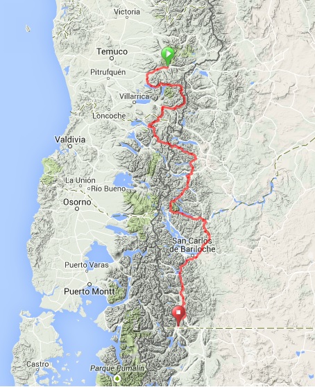 Map - Melipeuco to El Bolson